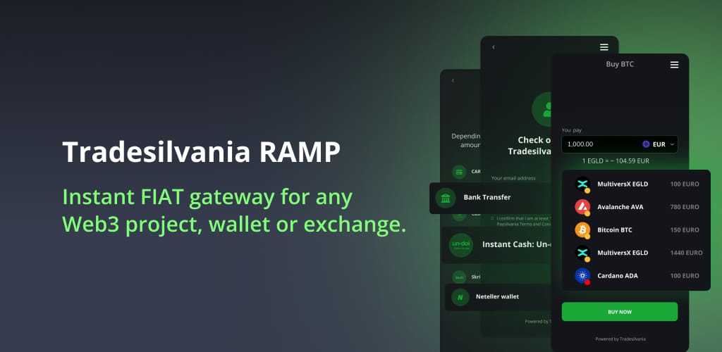 Tradesilvania RAMP Instant FIAT gateway for any web3 project, wallet or exchange